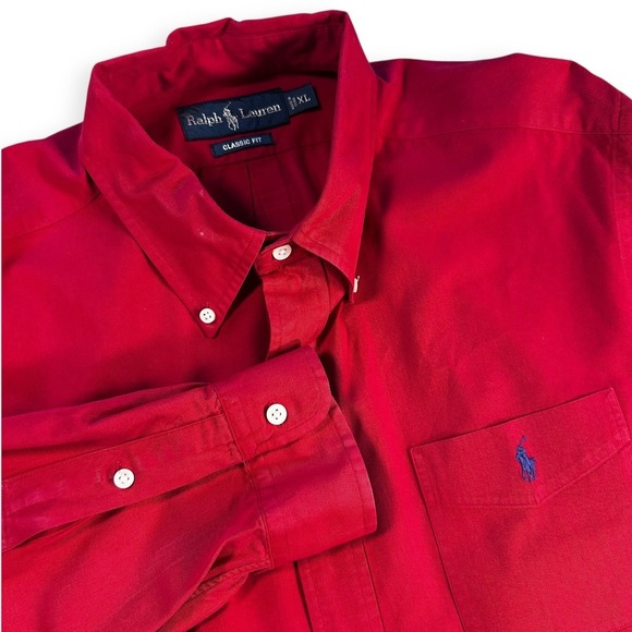 Ralph Lauren Other - Ralph Lauren Mens XL Classic Fit Red Twill Button Down Long Sleeve Pony Logo